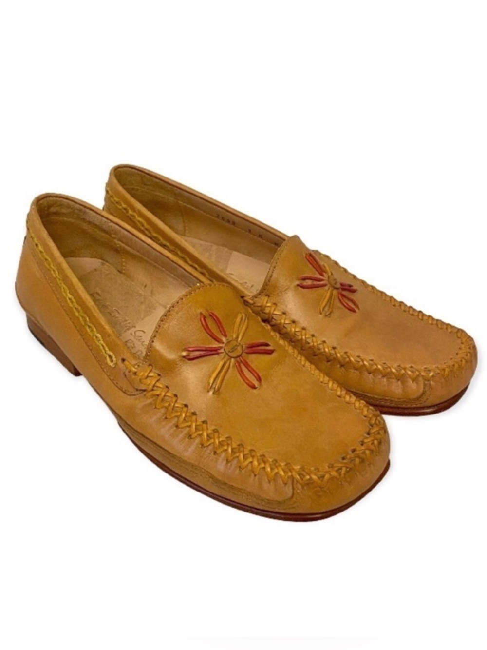 East India Sandal Co For RZ Design Leather Loafers Womens Size 5 Brown Flowers